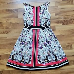 New York & Co. A-Line Dress Floral Stripes Size 2